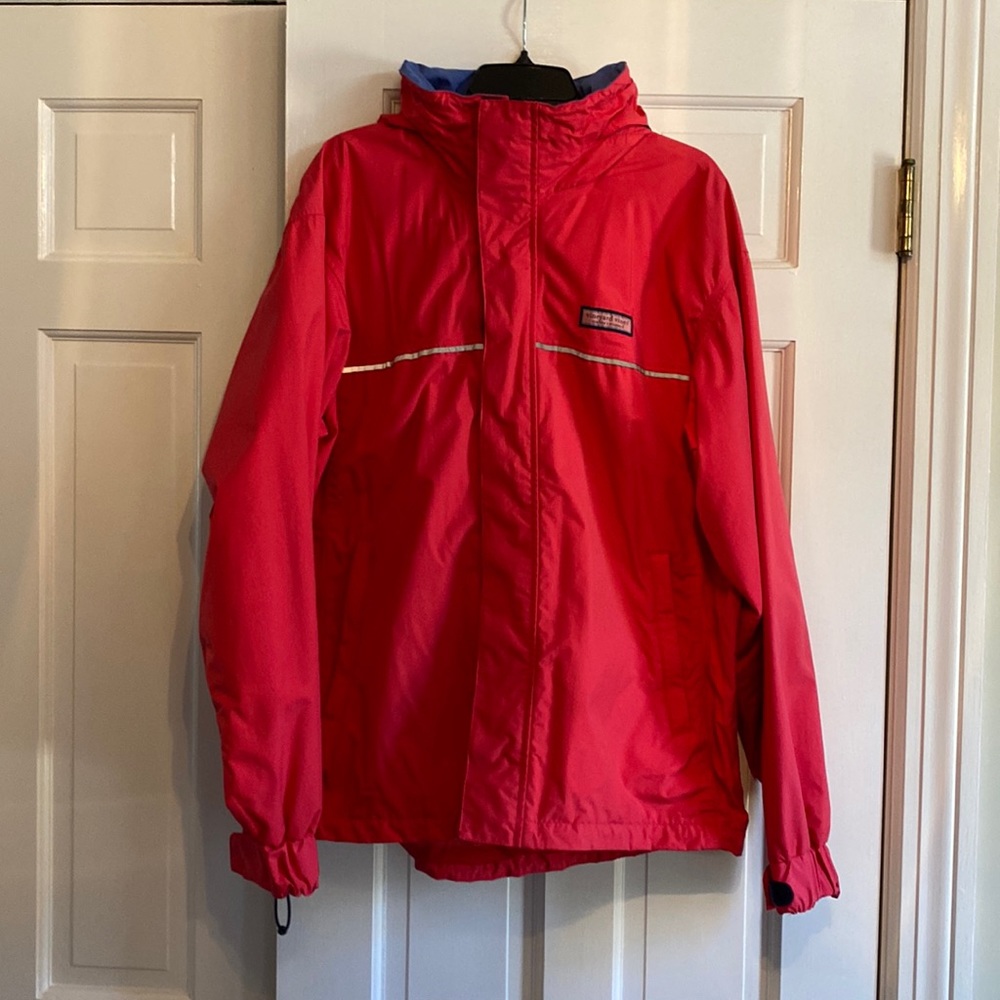 Mens Vineyard Vines pink raincoat
